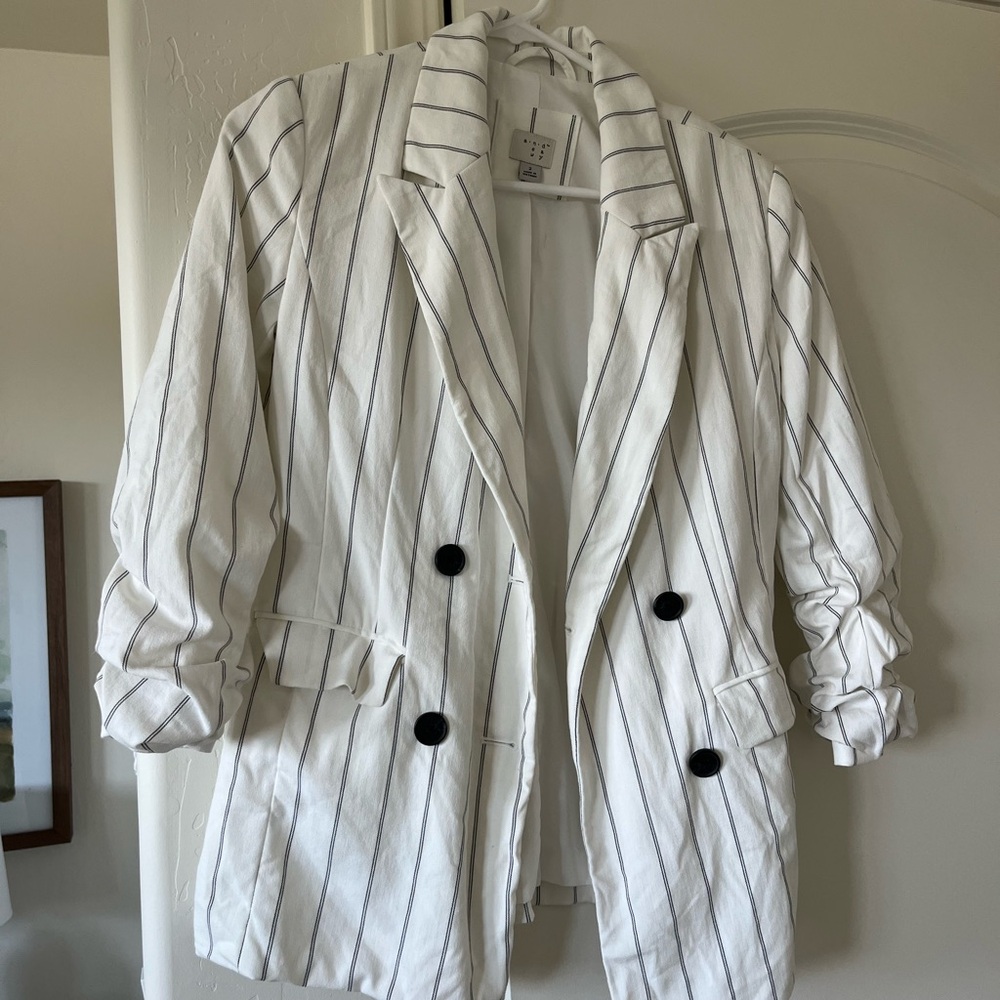 a new day White and Black Pinstripe Blazer